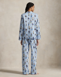 Polo Bear Cotton Long Sleeve Pajama Set - Oxford Blue