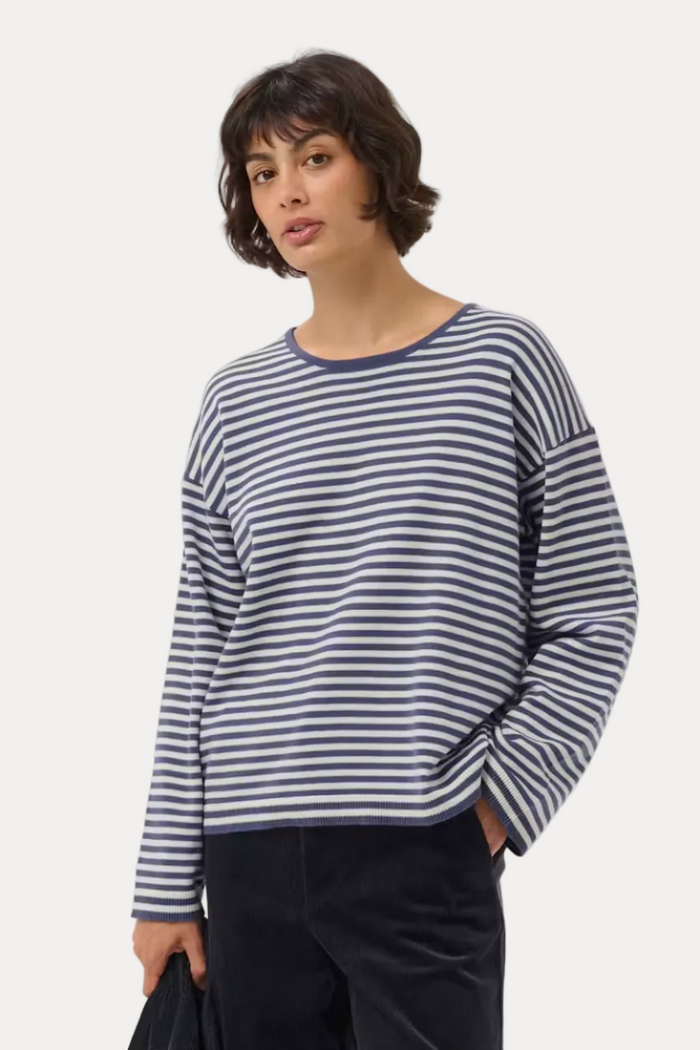 Gerti Pullover - Whisper White Blue Stripe