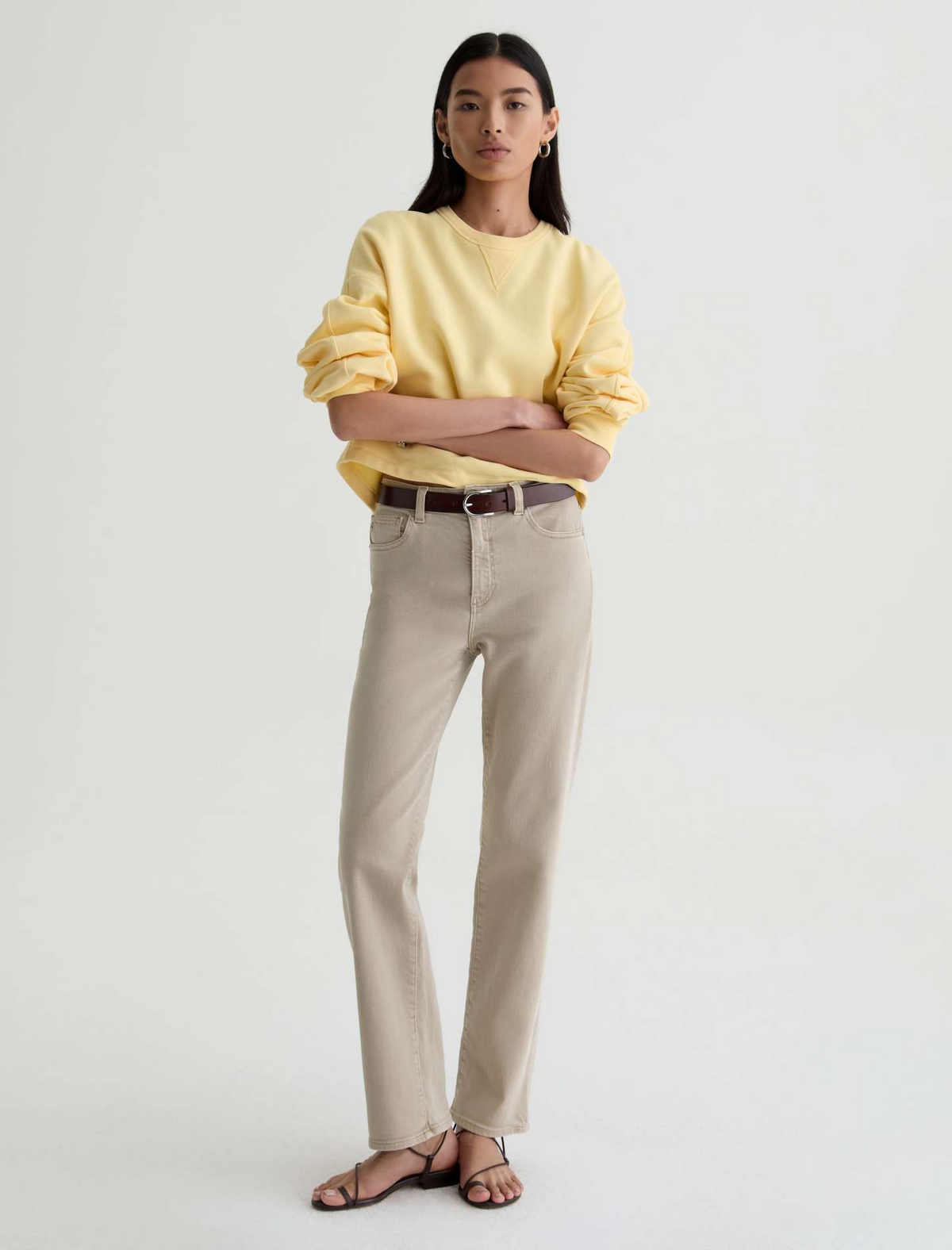Brinley Mid Rise Straight - Sulfur Light Taupe