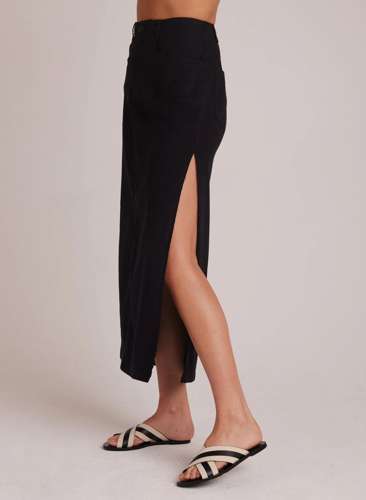 Indigo Side Slit Skirt Black