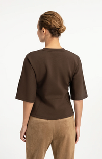 Jersey Top With Mid Length Sleeves - Slate Black Brown