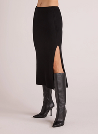 Knit Skirt With Side Slit - Black