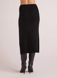 Knit Skirt With Side Slit - Black