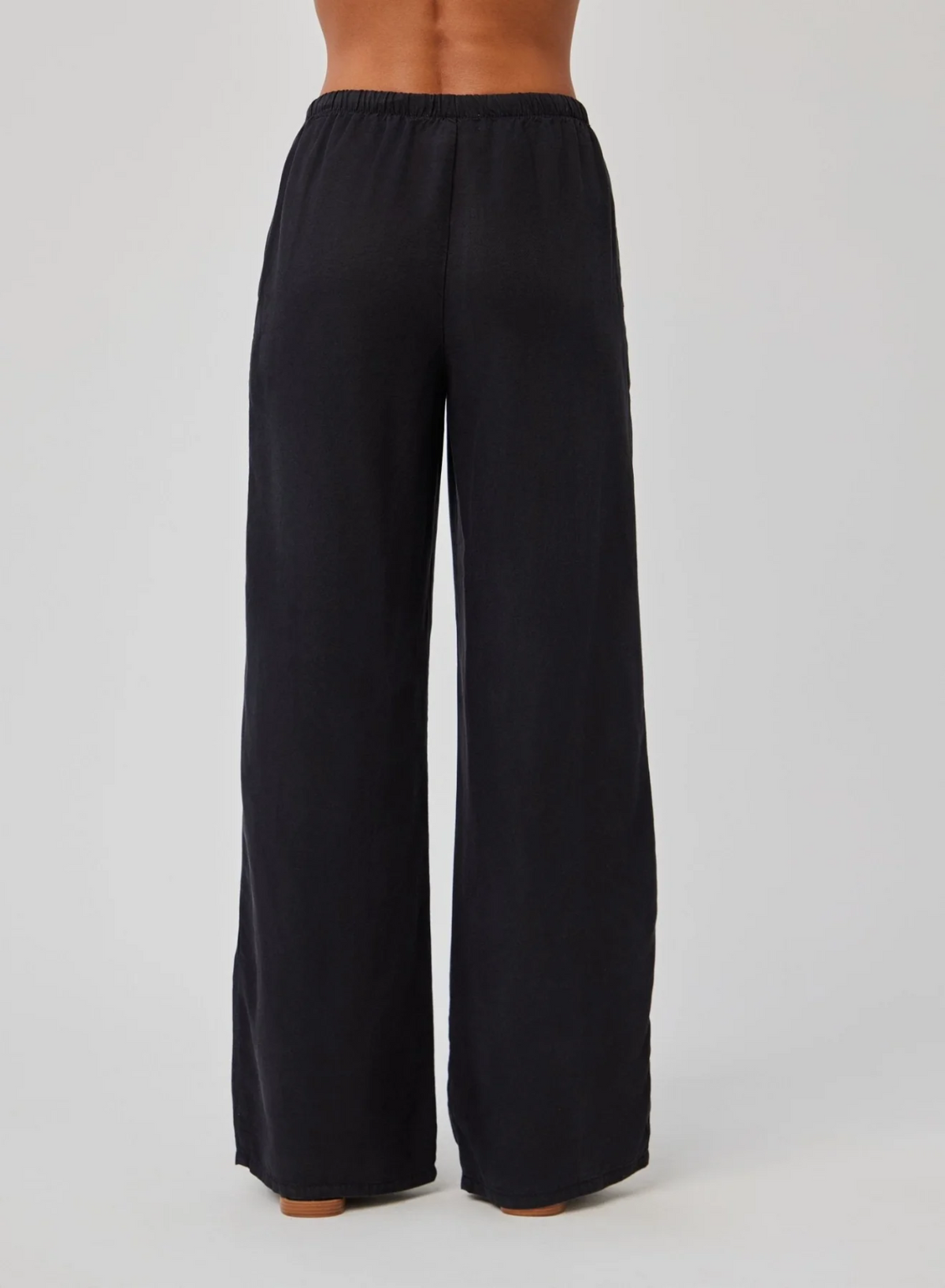 Kylie Wide Leg With Drawstring Pant - Black