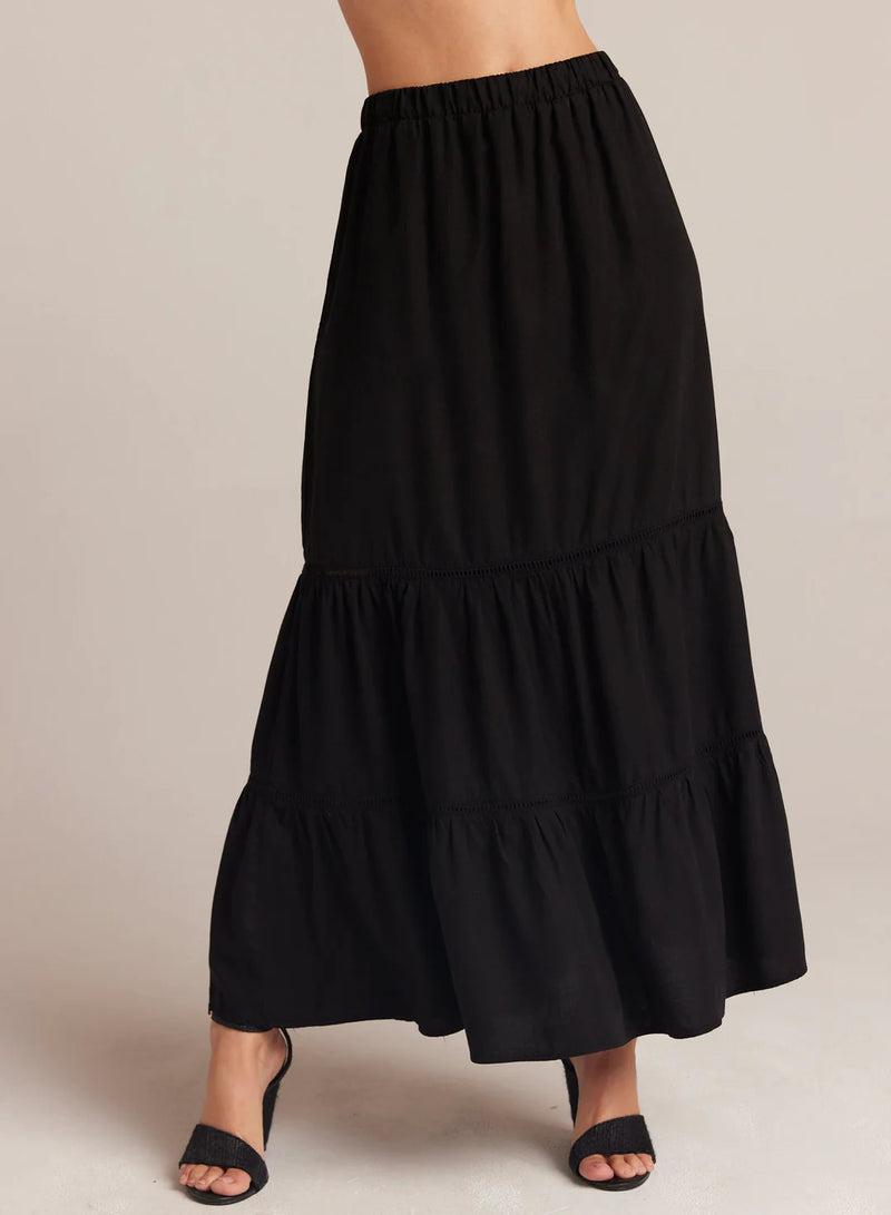 Ladder Trim Maxi Skirt - Black