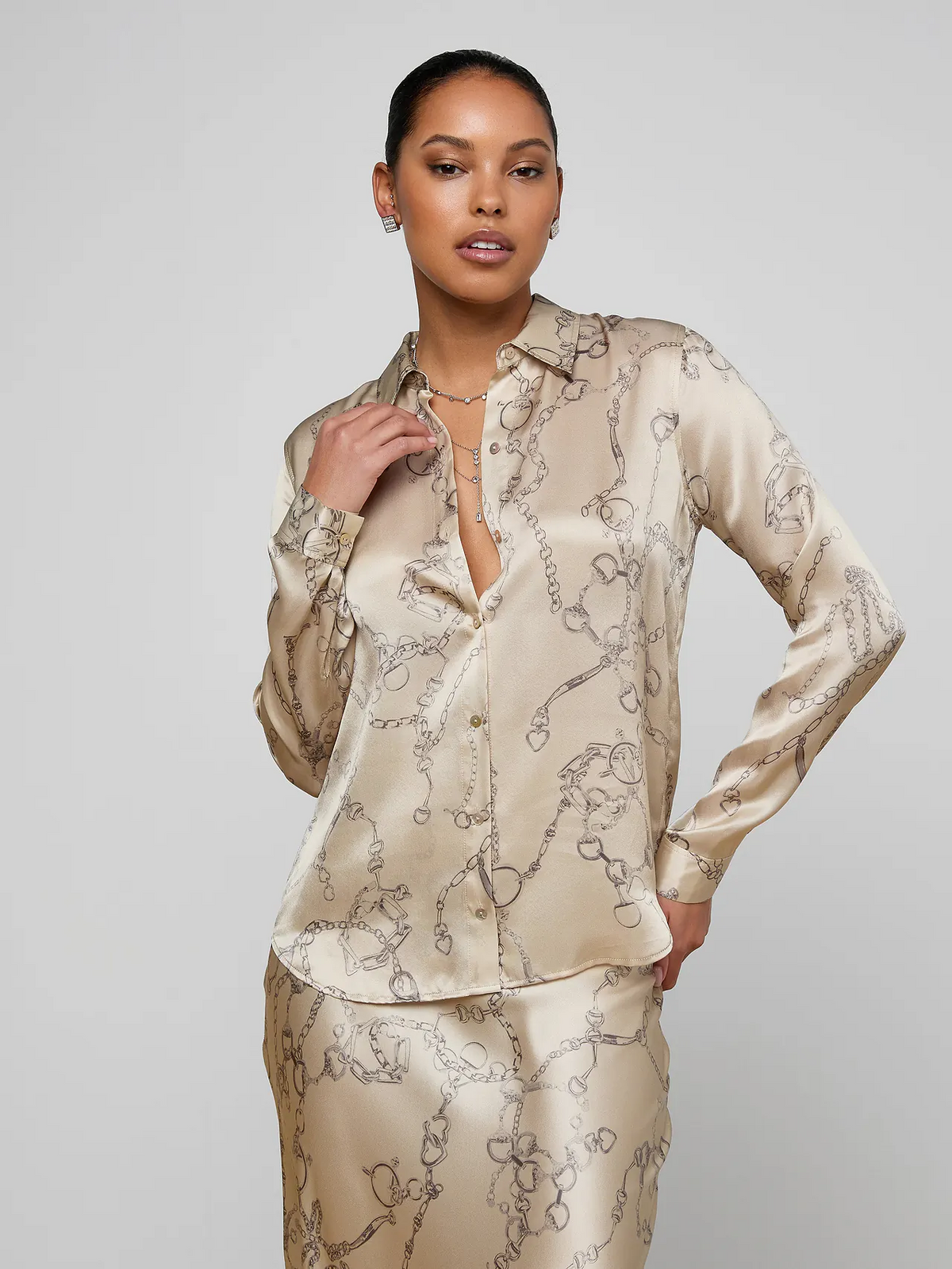 Tyler Blouse - Soft Macadamia Multi Small Horsebit Chain