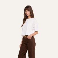 Daria Oversized Cropped Tee - White