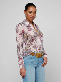 Laurent Blouse - Light Nectar Pink Small Multi Butterfly Jungle