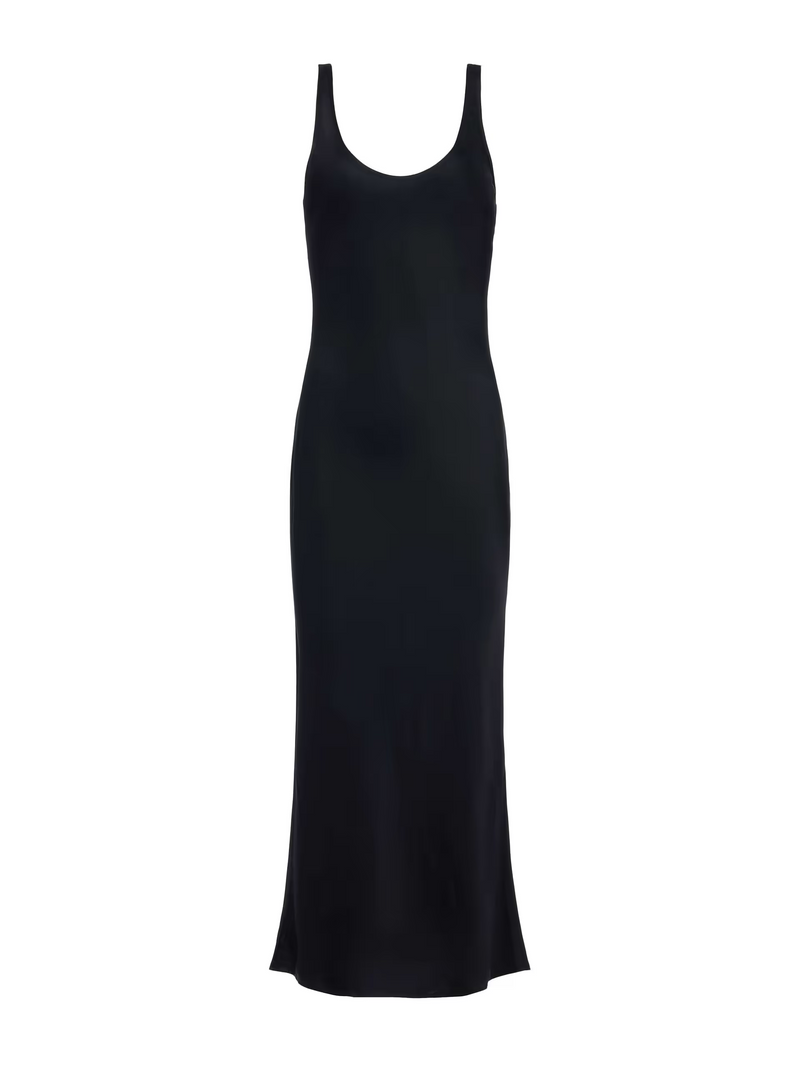 Akiya Satin Maxi Dress - Black