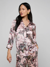 Dani Silk Blouse - Light Nectar Pink Small Multi Butterfly Jungle