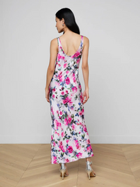 Akiya Satin Maxi Dress - Pink Multi Water Rose