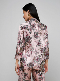 Dani Silk Blouse - Light Nectar Pink Small Multi Butterfly Jungle