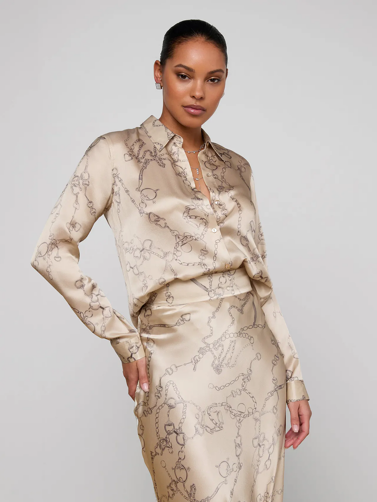 Tyler Blouse - Soft Macadamia Multi Small Horsebit Chain