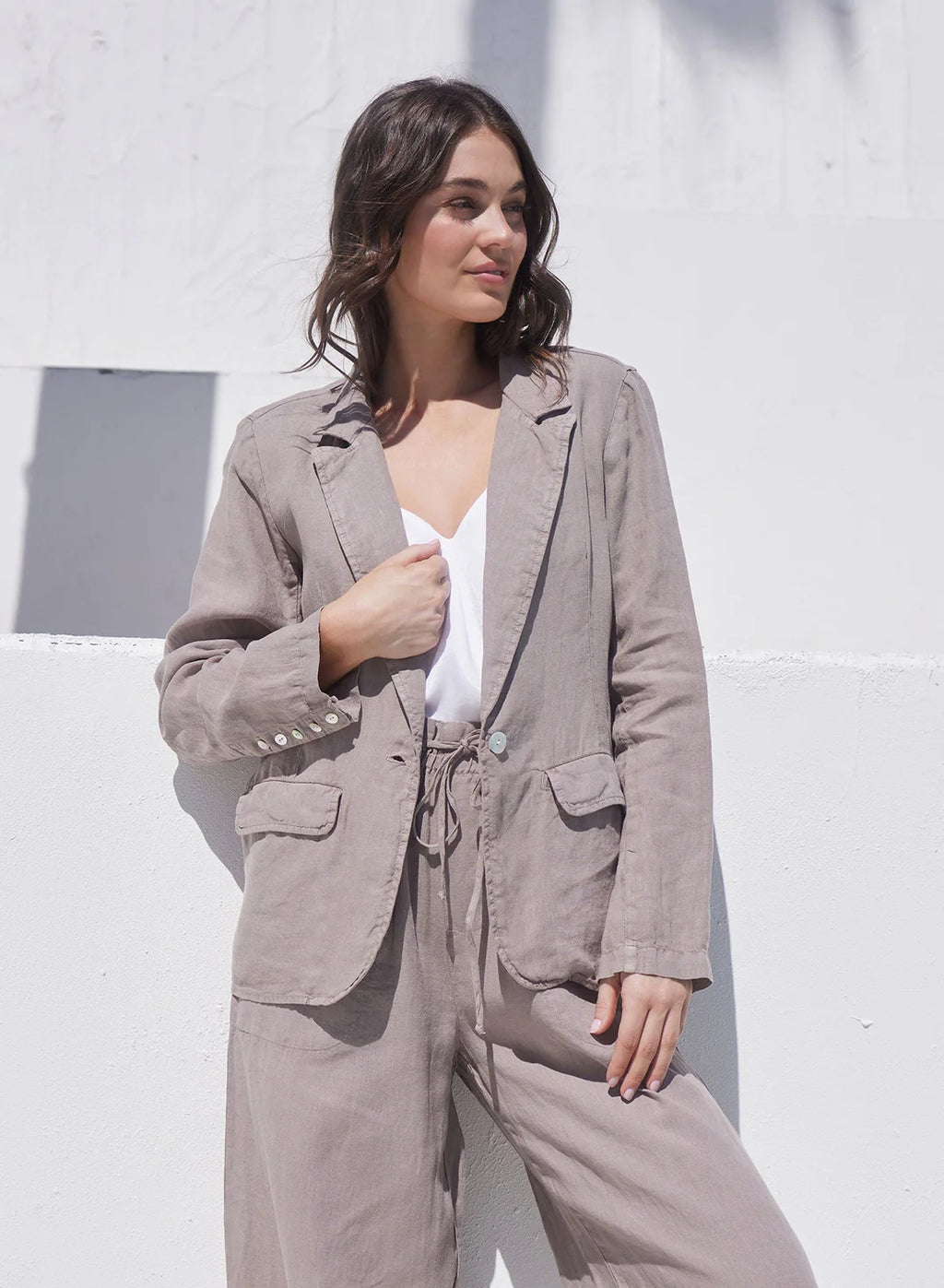 Linen longline blazer discount