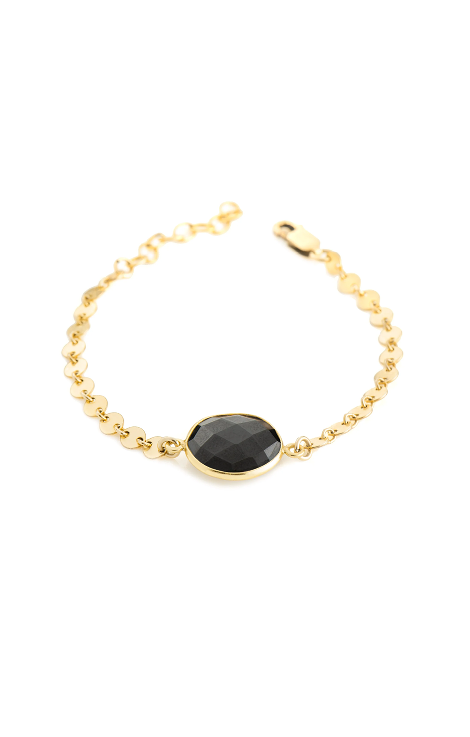Coin Chain Stone Bracelet - Black Onyx