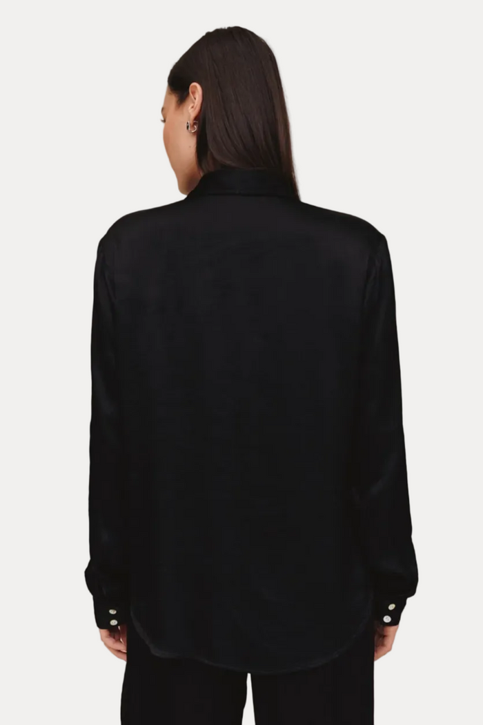 Long Sleeve Clean Button Down Shirt - Black