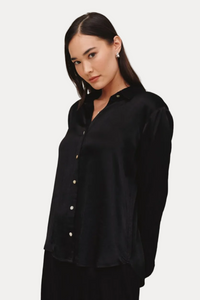 Long Sleeve Clean Button Down Shirt - Black