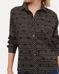 Long Sleeve Clean Button Down Shirt - Black/Olive Gingham