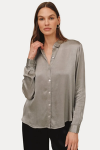 Long Sleeve Clean Button Down Shirt - Moon