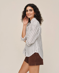 Long Sleeve Oversize Pocket Shirt - Driftwood Stripe