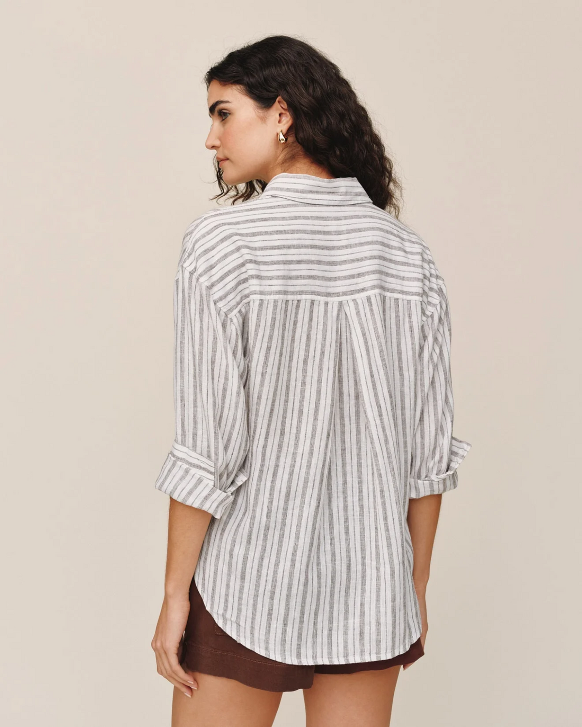 Long Sleeve Oversize Pocket Shirt - Driftwood Stripe