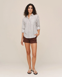 Long Sleeve Oversize Pocket Shirt - Driftwood Stripe