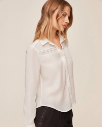 Long Sleeve Shirt With Lace Inset - Ivory