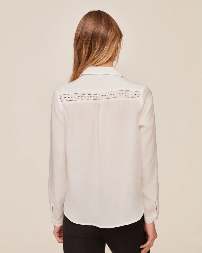 Long Sleeve Shirt With Lace Inset - Ivory