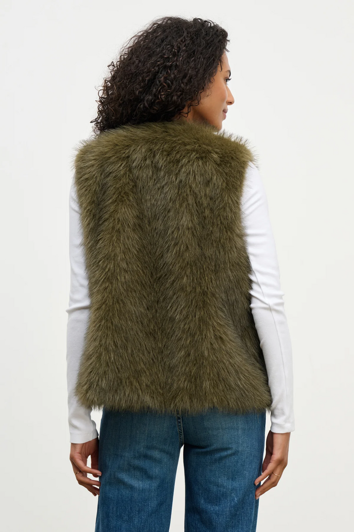 Anastasia Faux Fur Vest - Dark Green