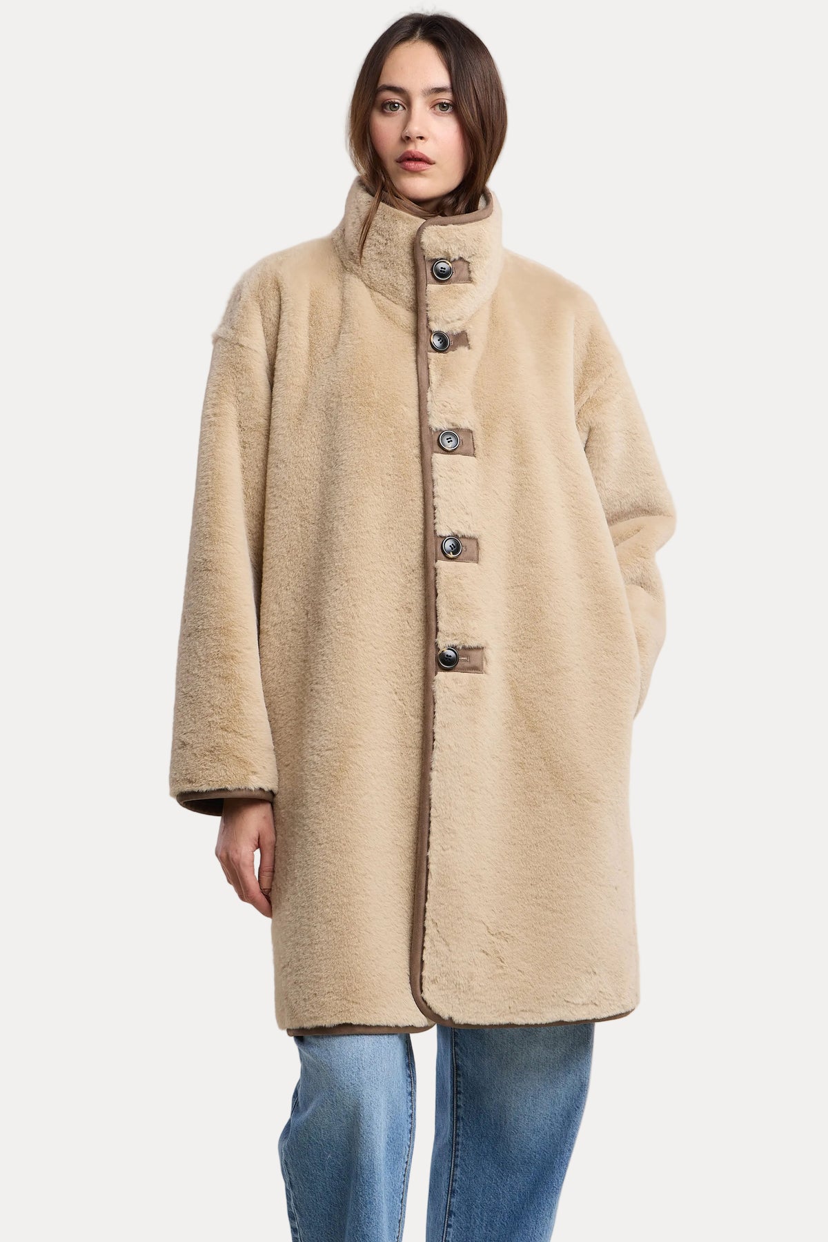 Yves Reversible Coat - Faded Coco