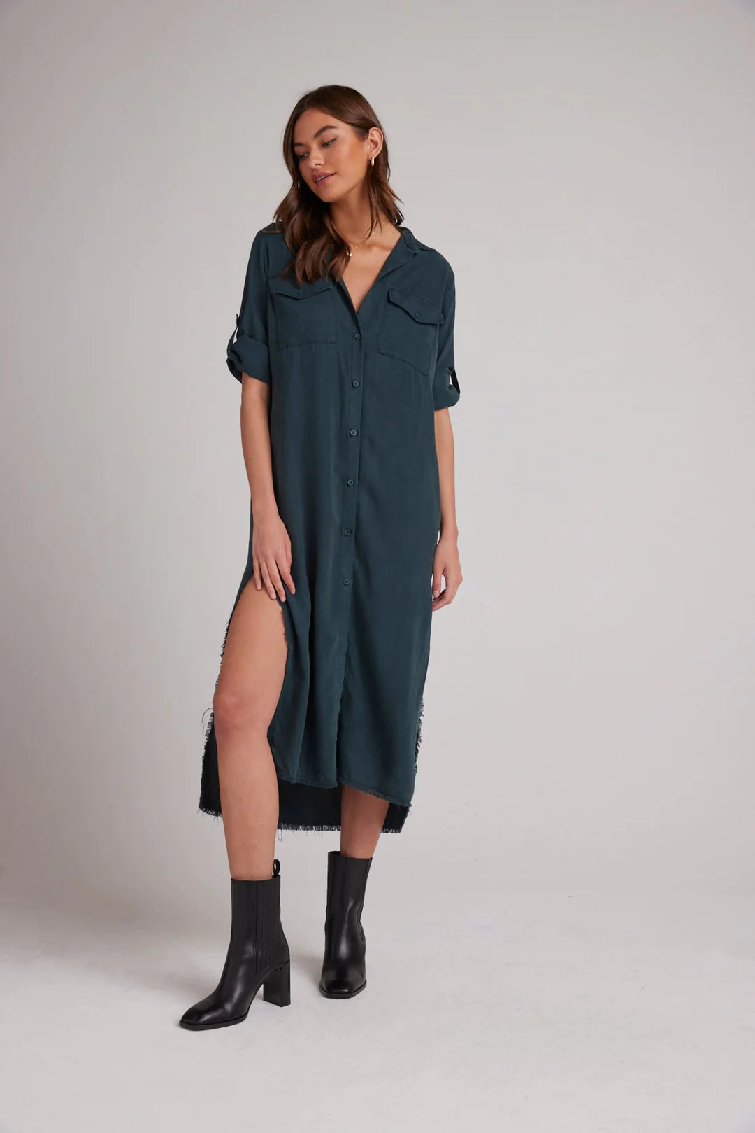 Womens Plus Size Denim Maxi Dress Belted Roll Up Sleeve Long Shirt Dress