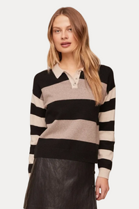 Mixed Stripe Polo - Moon Stone