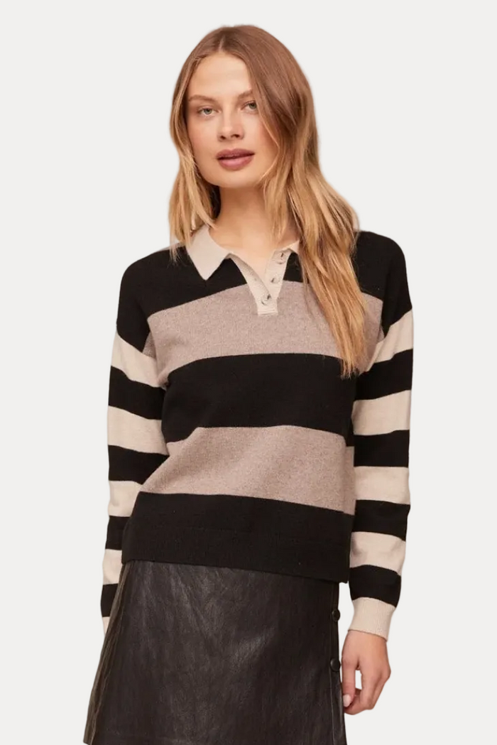 Mixed Stripe Polo - Moon Stone