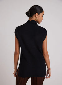 Mock Neck Sweater Vest - Black