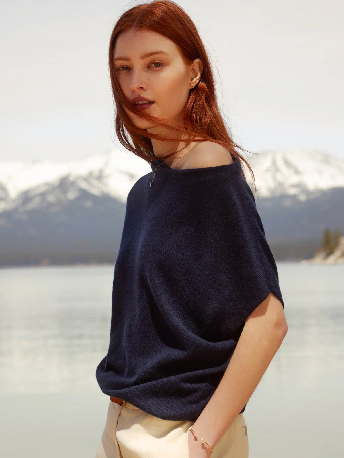 Morten Funnel Neck Top - Navy