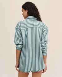 Oversized Button Down - Emerald Surf Stripe