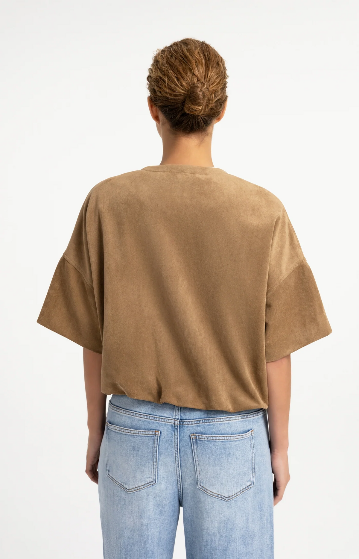 Oversized Short Sleeve Suedine Jacket - Otter Brown