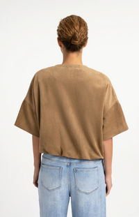 Oversized Short Sleeve Suedine Jacket - Otter Brown