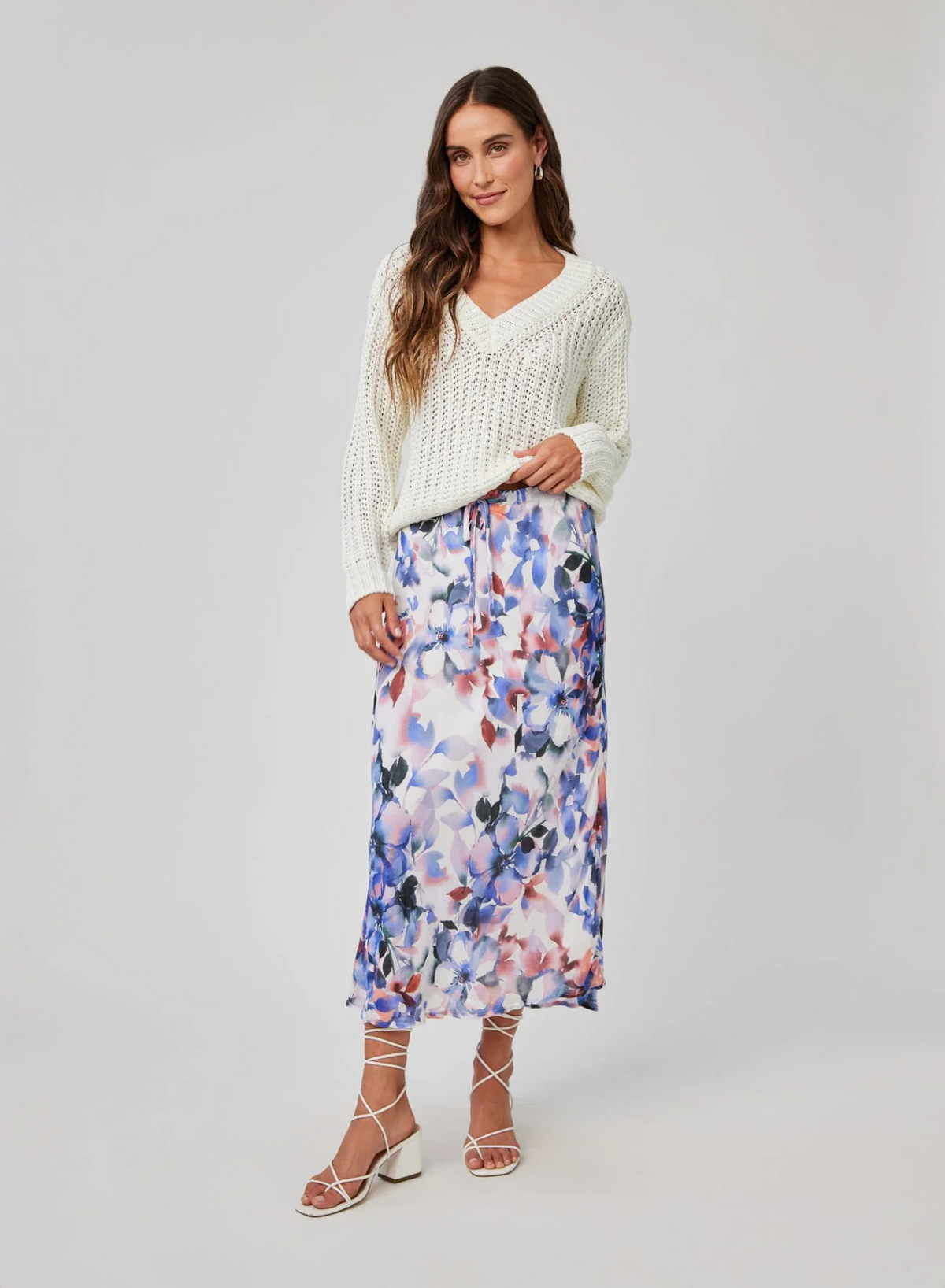 Petite Elastic Ruffle Waist Skirt - Magnolia Bloom Print