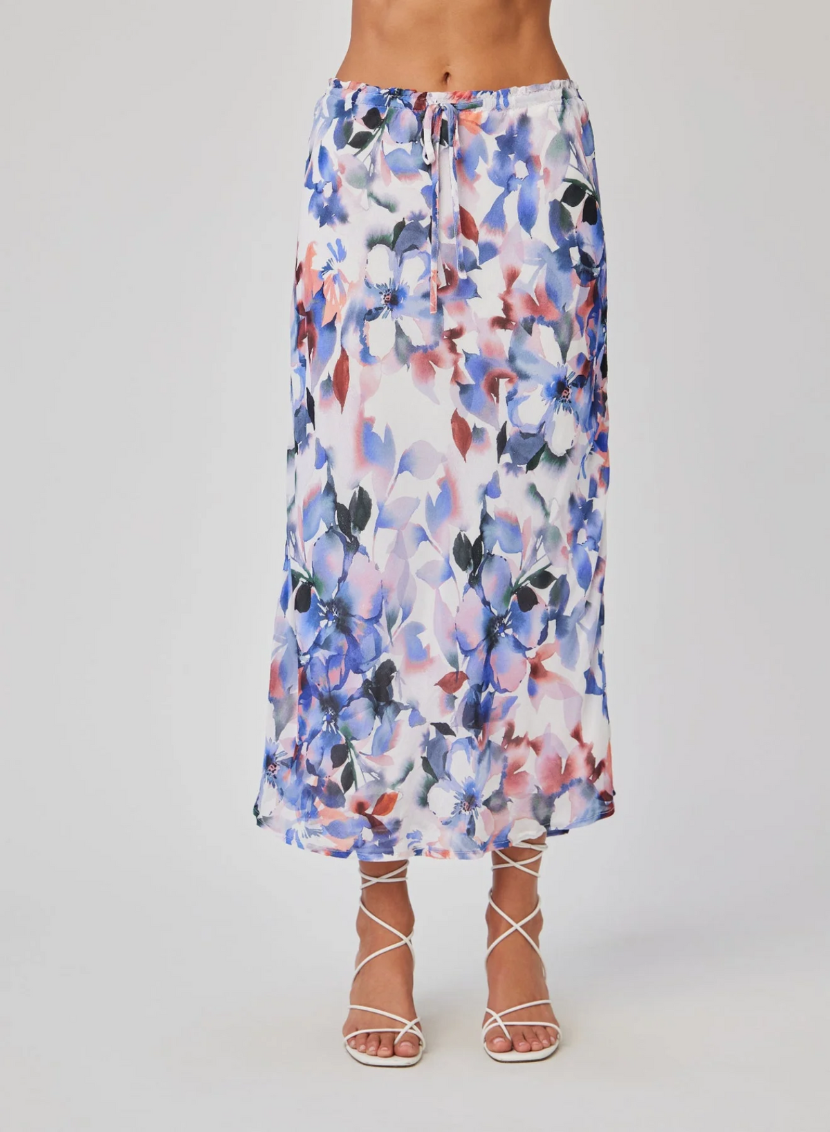 Petite Elastic Ruffle Waist Skirt - Magnolia Bloom Print