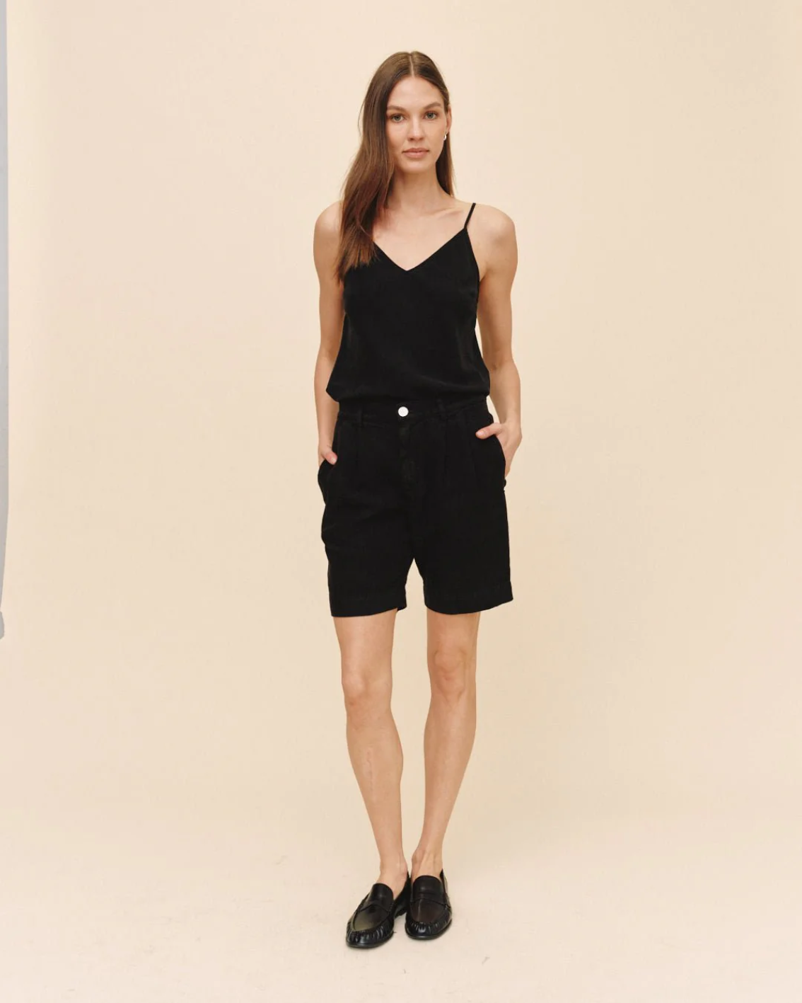 Pleated Bermuda - Black