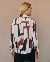 Pleated Button Down - Modern Abstract Print