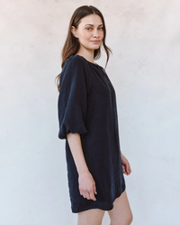 Pullover Puff Sleeve Dress - Black