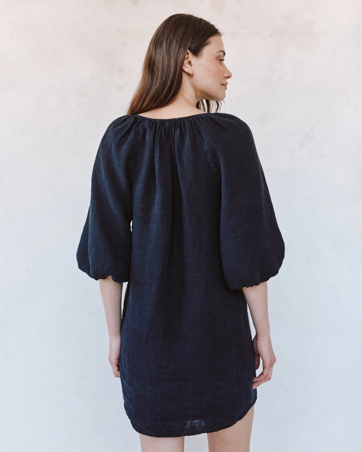 Pullover Puff Sleeve Dress - Black