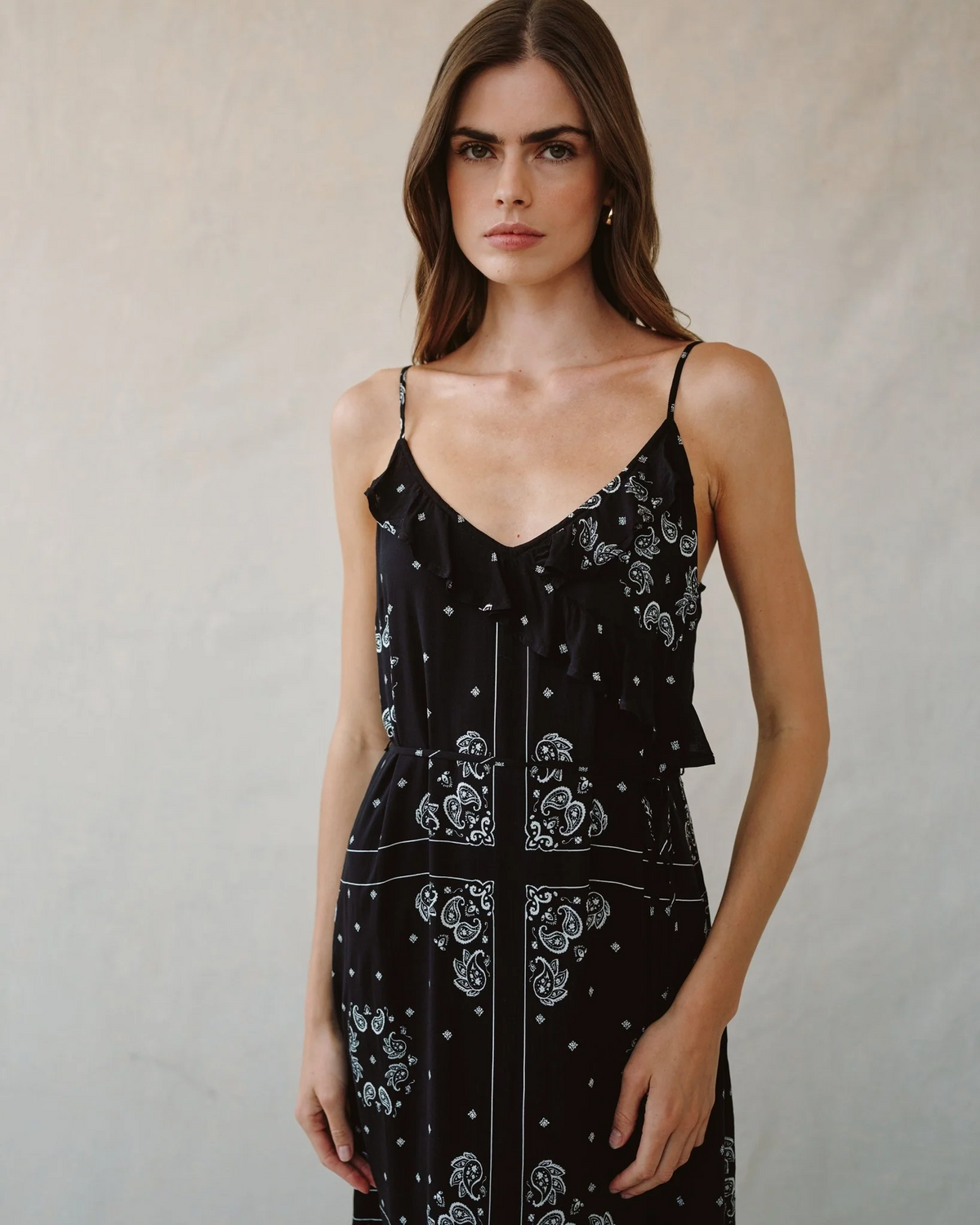 Ruffle Cami Midi Dress - Bandana Print