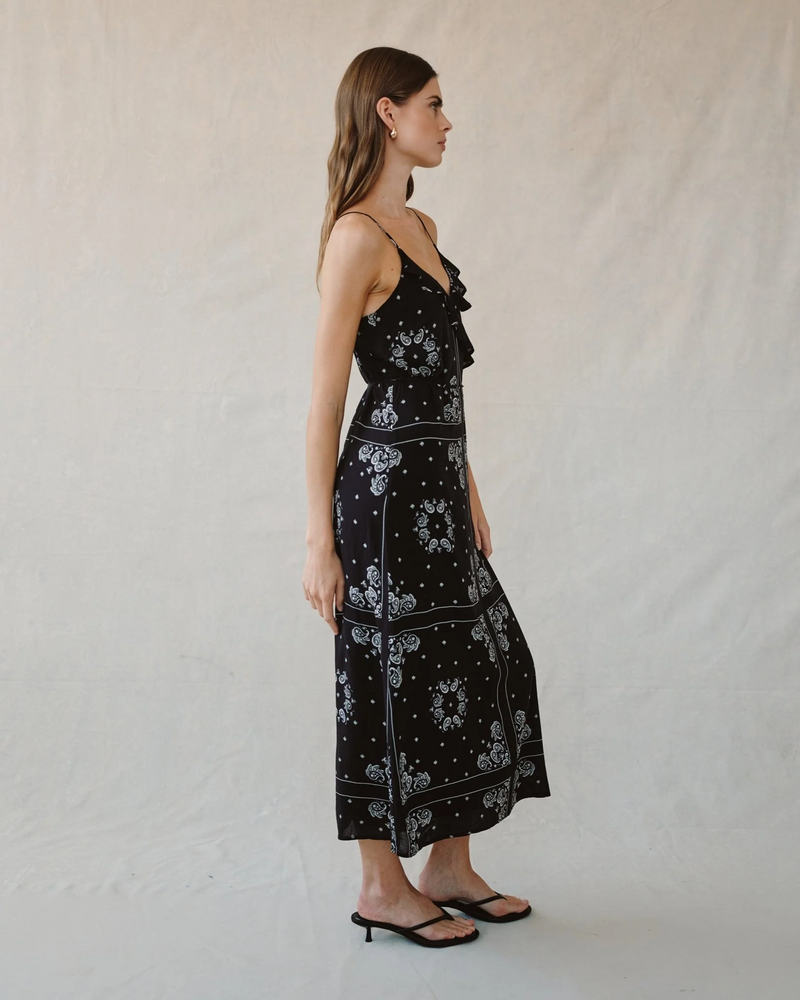 Ruffle Cami Midi Dress - Bandana Print