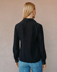 Ruffle Front Shirt - Black