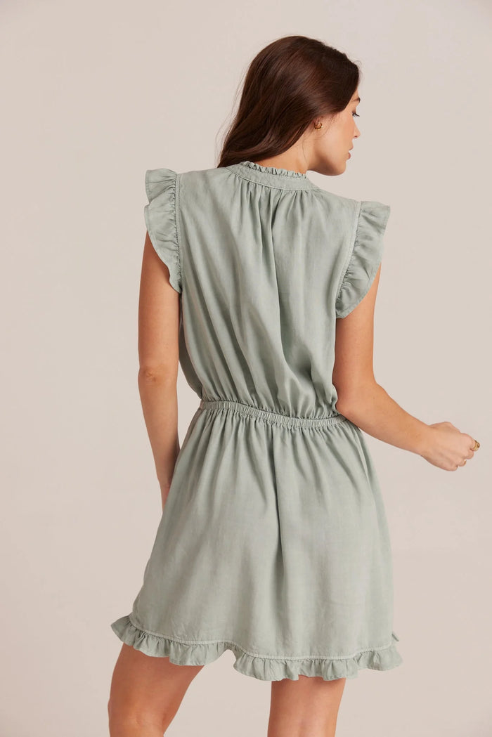 Ruffle Sleeve Mini Dress - Oasis Green