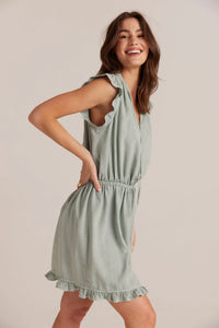 Ruffle Sleeve Mini Dress - Oasis Green