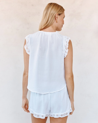 Ruffle Sleeve Top - White
